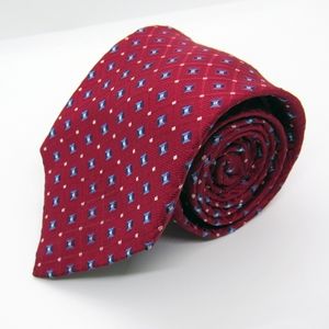 Nautica Men's Neck Tie - Red w/ Blue & White Diamonds Pattern